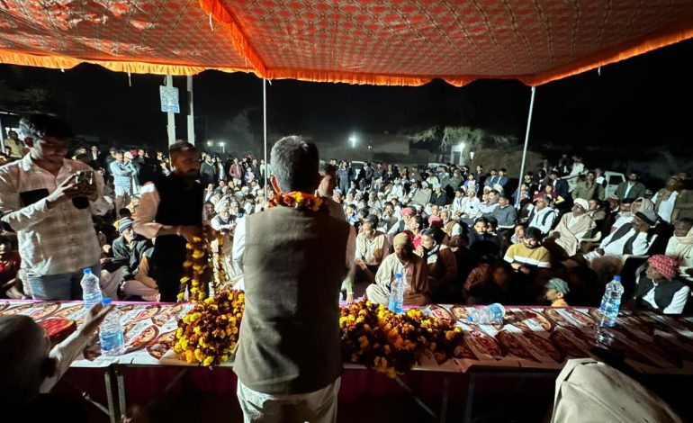 मनरेगा बचाओ संग्राम यात्रा के तीसरे दिन भोजेरा गाँव से पदयात्रा निकली, नापासर में चौपाल में जनसंवाद हुआ