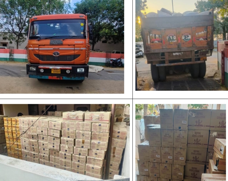 भारतमाला एक्सप्रेस-वे पर लकड़ी के बुरादे के नीचे छिपाकर ले जाई जा रही थी शराब, ट्रेलर सहित तस्कर गिरफ्तार