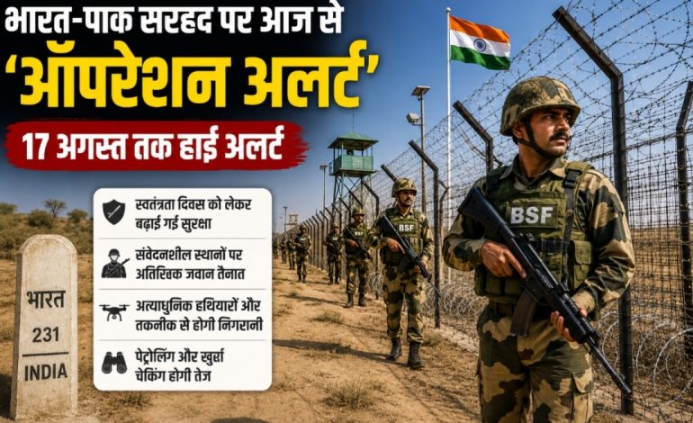भारत-पाक सीमा पर आज से ‘ऑपरेशन अलर्ट’, 17 अगस्त तक हाई अलर्ट, BSF ने बढ़ाई चौकसी