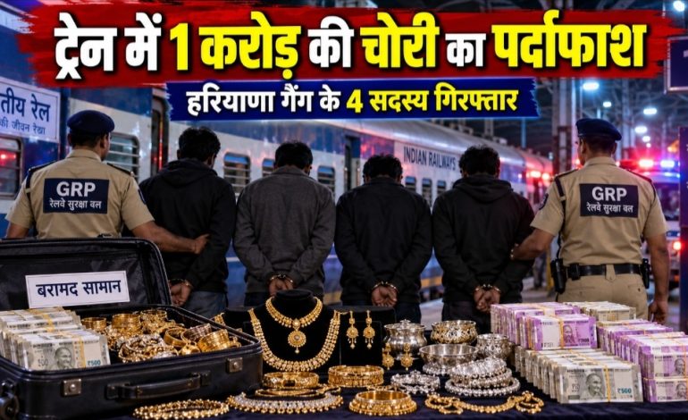 ट्रेन में एक करोड़ के जेवरात व नकदी चोरी का पर्दाफाश, हरियाणा की अंतरराज्यीय गैंग के चार सदस्य गिरफ्तार