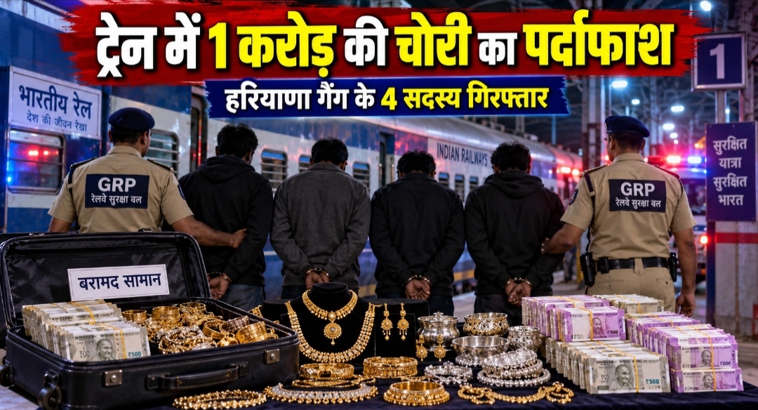ट्रेन में एक करोड़ के जेवरात व नकदी चोरी का पर्दाफाश, हरियाणा की अंतरराज्यीय गैंग के चार सदस्य गिरफ्तार